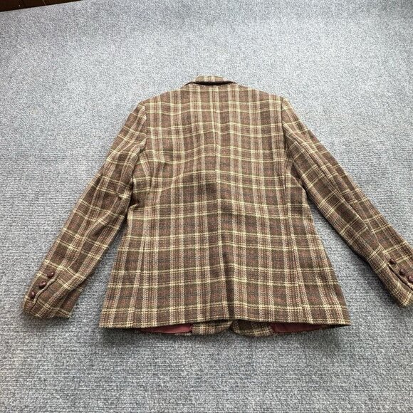 VTG EJE Blazer Jacket Womens 14 Brown Plaid Dark Academia 90s Wool Runs Small - Picture 14 of 16